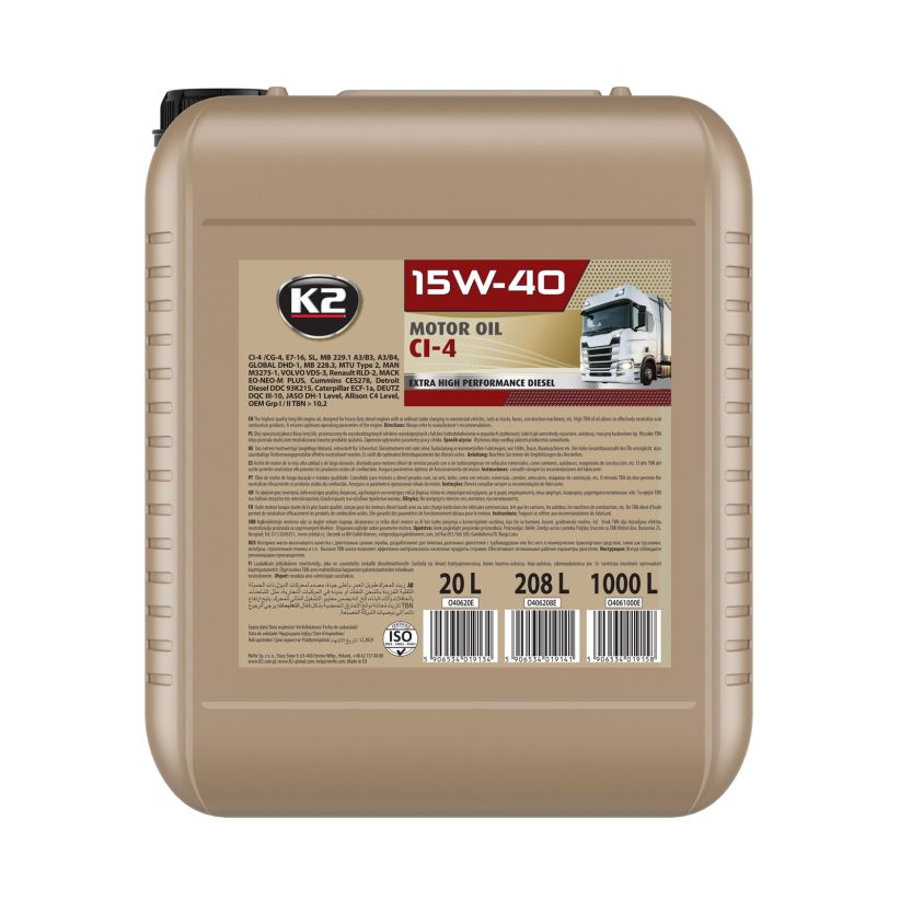 Олива моторна К2 MOTOR OIL 15W-40 CI-4 20 л